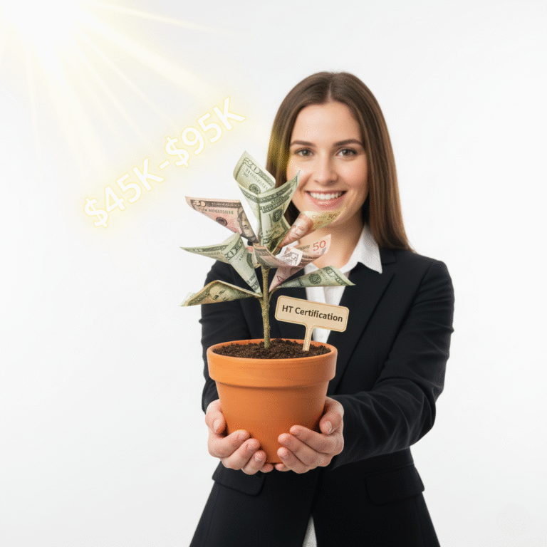 horticultural therapy , a young woman holding a plant pot with a plant whose stems are shaped like dollar bills